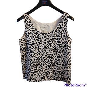 Tanner Sleeveless Top Size M 100% Silk Leopard Print Gold And Black